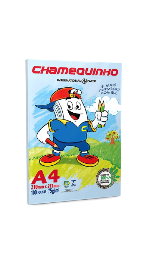 PAPEL SULFITE C/ 100 CHAMEQUINHO AZUL