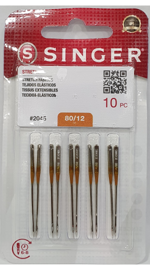 AGULHA DE MAQUINA SINGER PARA COSTURA 2045 ESPECIAL Nº12 C/10UND