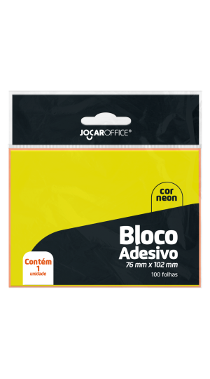 BLOCO ADESIVO AMARELO NEON 76X102MM JOCAR