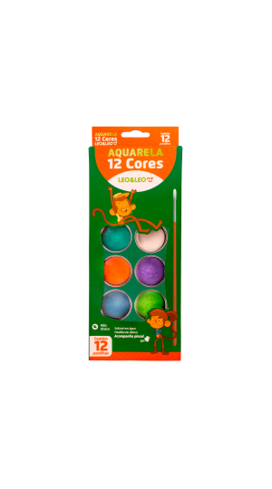 AQUARELA C/12 + PINCEL LEO E LEO